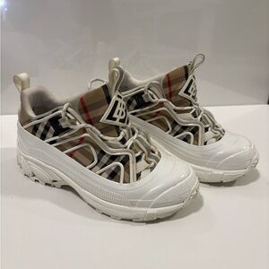 Burberry Plaid Sneakers with White Accents